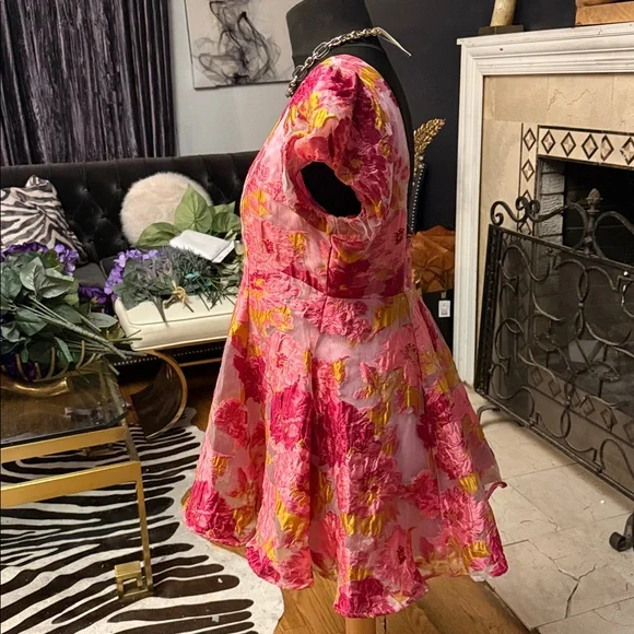 Showpo Pink Floral Mini Dress with Yellow Accents - Picture 6 of 8